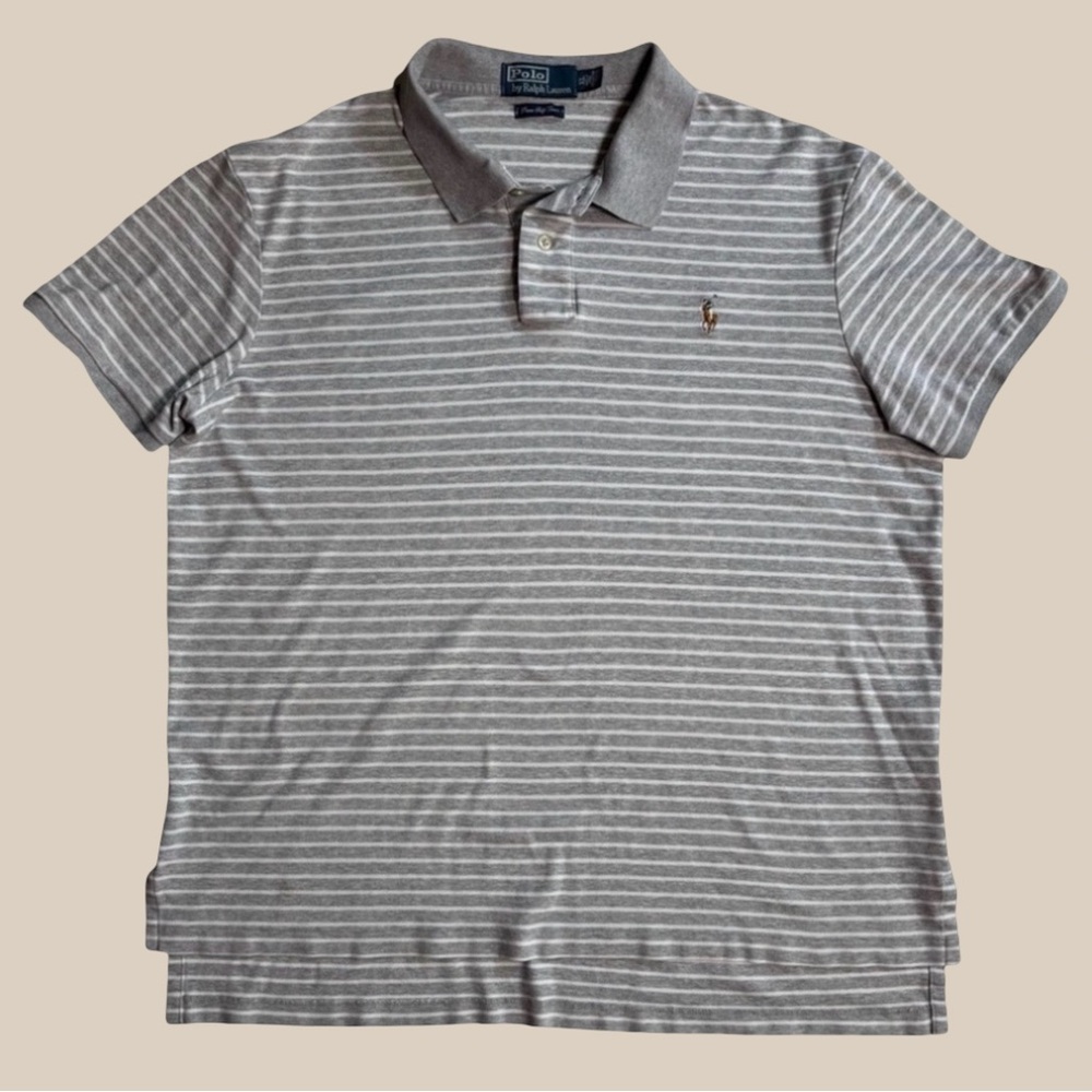 Polo Ralph Lauren Mens Size XL Shirt Polo Pima Soft Touch Gray Short Sleeve